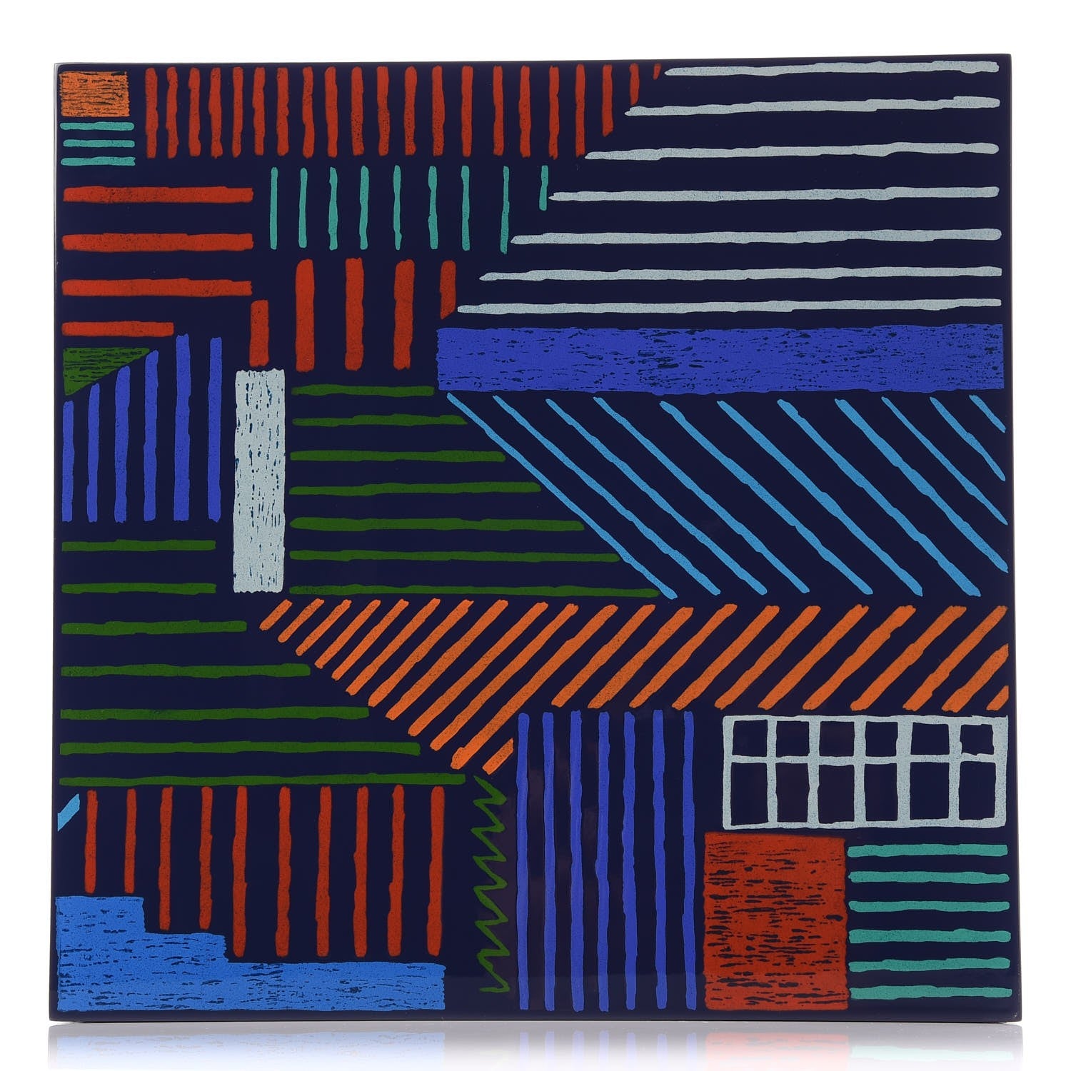 Hermes Lacquered Wood Large A Walk in The City Box Evening Bleu Nuit 1 of 9