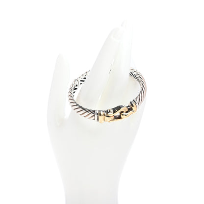 David Yurman Sterling 18K Yellow Gold 10mm Waverly Buckle Bracelet 2 of 4
