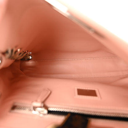 Fendi Vitello Seta Shiny Nappa Ribbon Lace Up Floral Medium Peekaboo Iconic Satchel Baby Pink Multicolor 6 of 11