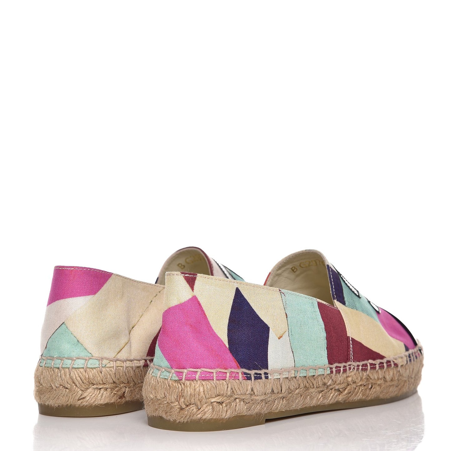 Patent Fabric Striped CC Espadrilles 37 Multicolor Black