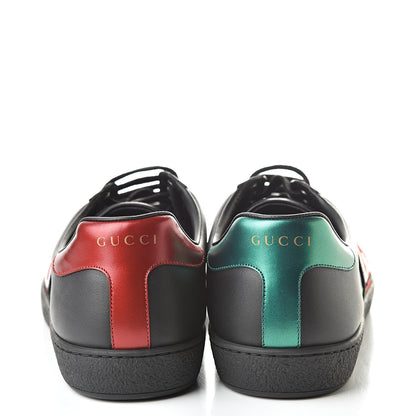 Gucci Calfskin Web GG Apple Embroidered Mens Ace Sneakers 9 Black 5 of 10