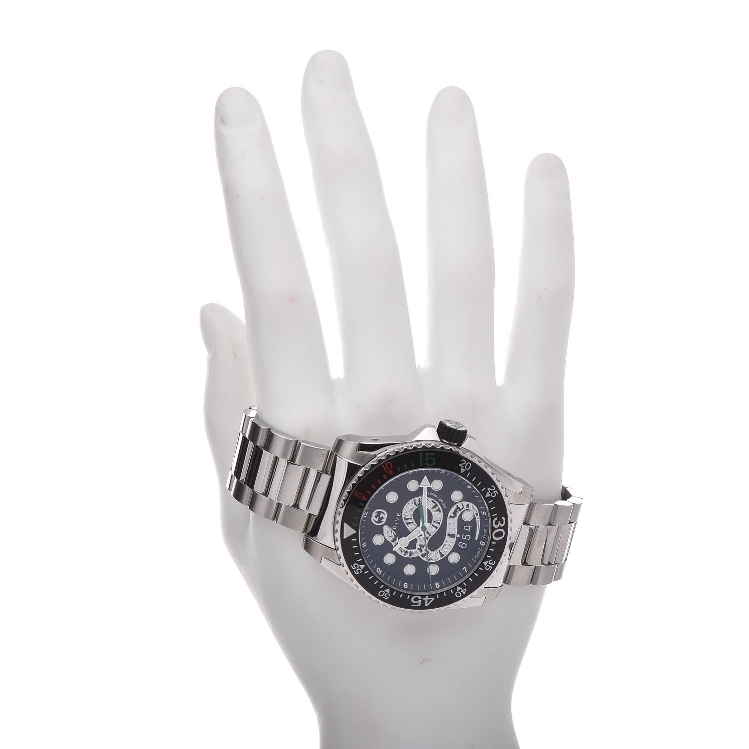 Gucci Stainless Steel 45mm Dive Snake Quartz Watch Black 2 of 7