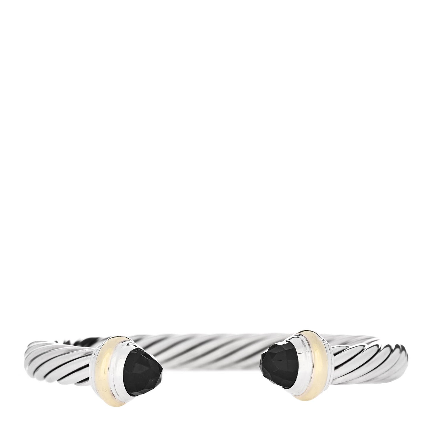 Sterling Silver 14K Yellow Gold Black Onyx 7mm Cable Classics Bracelet