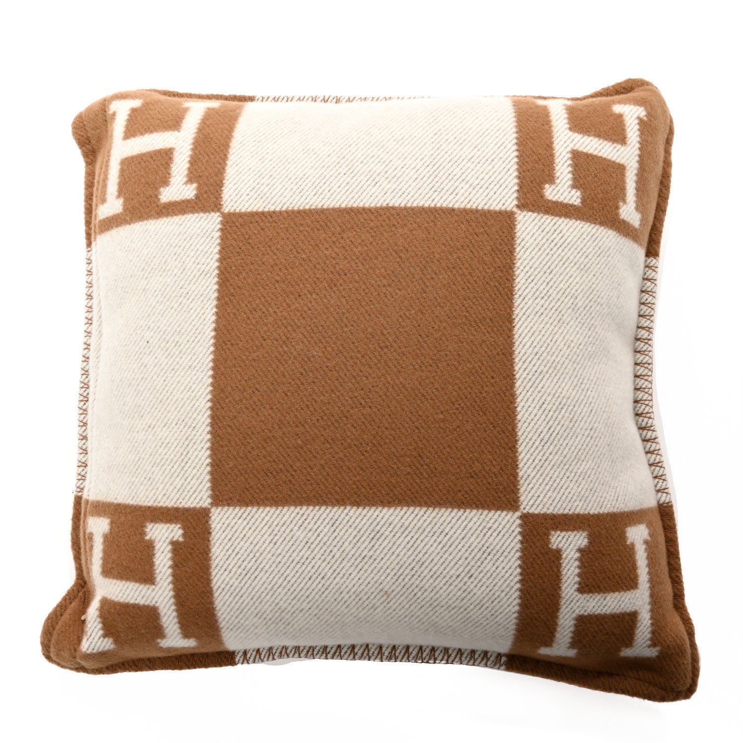 Hermes Wool Cashmere Avalon Pillow Ecru Camel 2 of 4