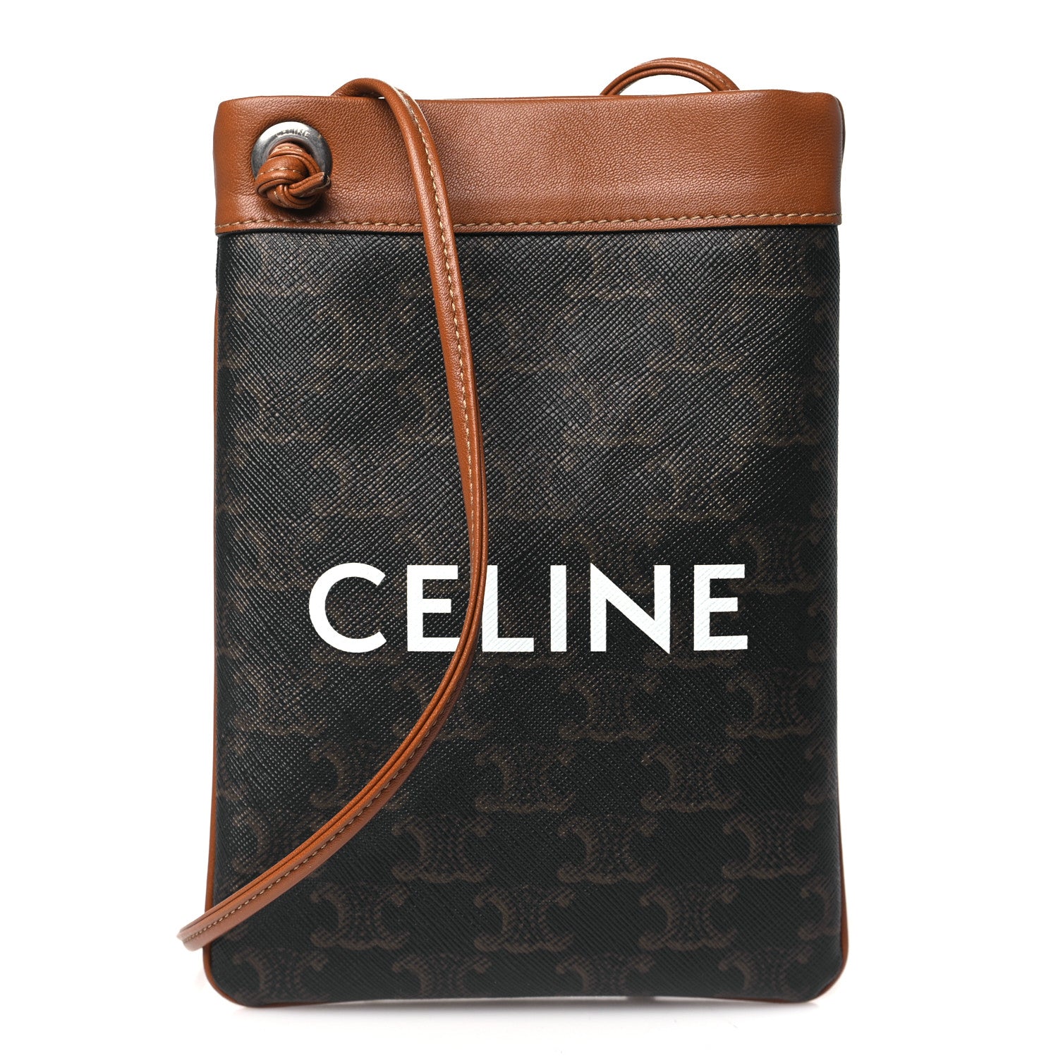 Celine Triomphe Canvas Calfskin Mini Poche Bag Tan 1 of 9