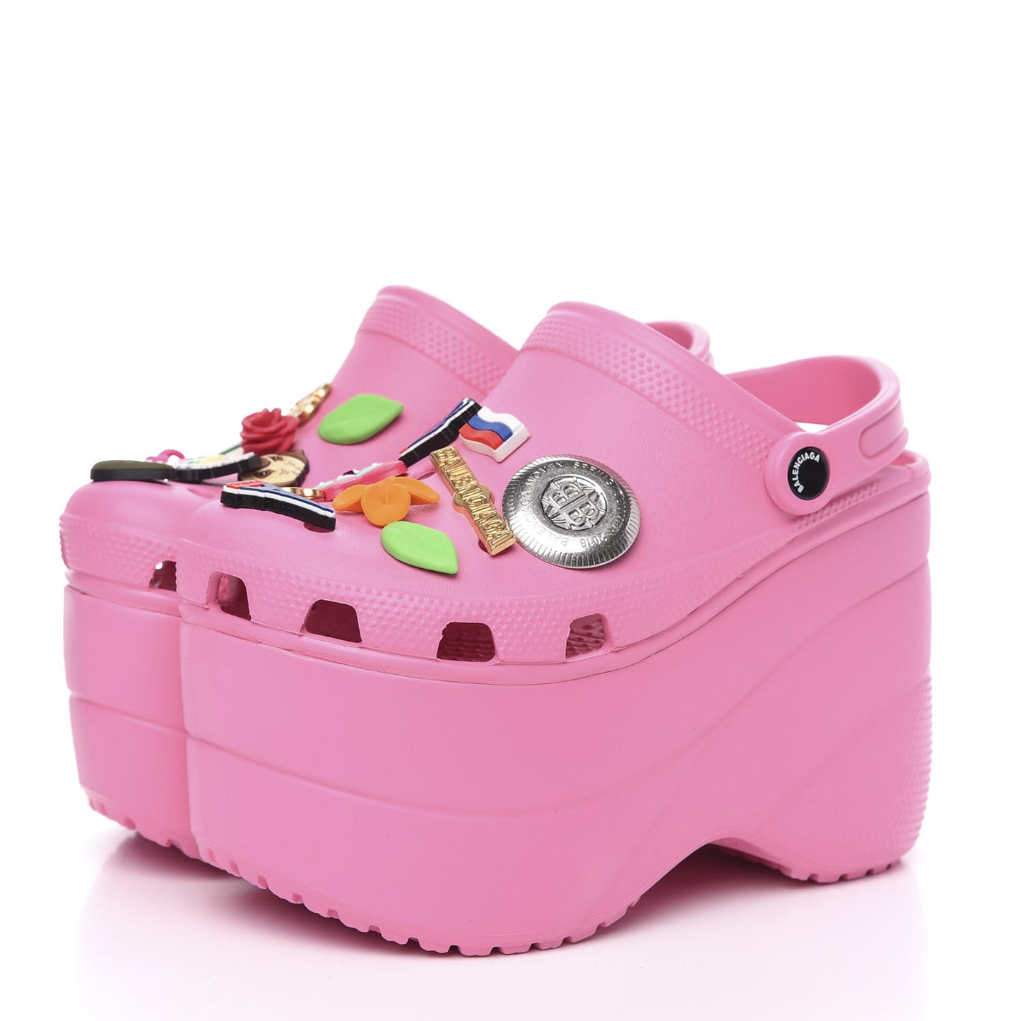 X CROCS Rubber Textured Womens Platform Sandals 38 Rose Bonbon