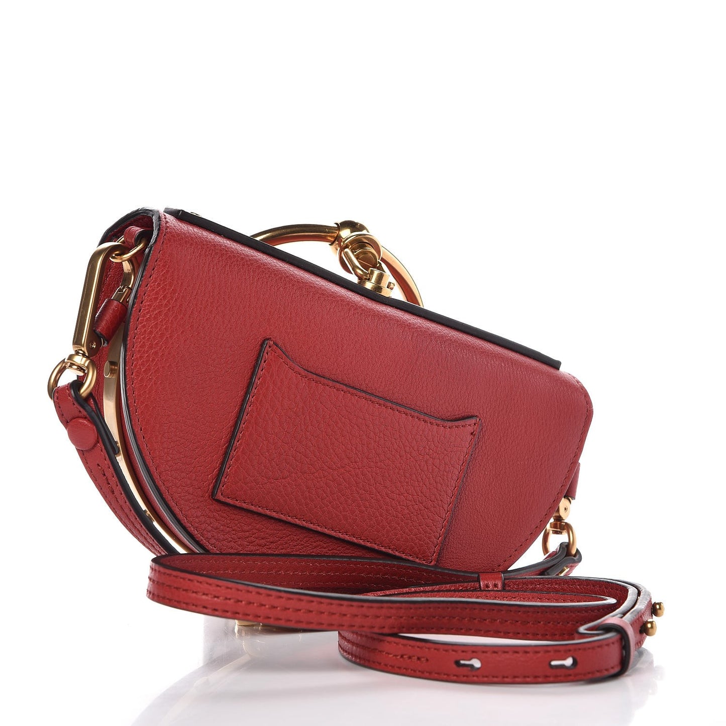 Calfskin Small Nile Bracelet Minaudiere Bag Dahlia Red