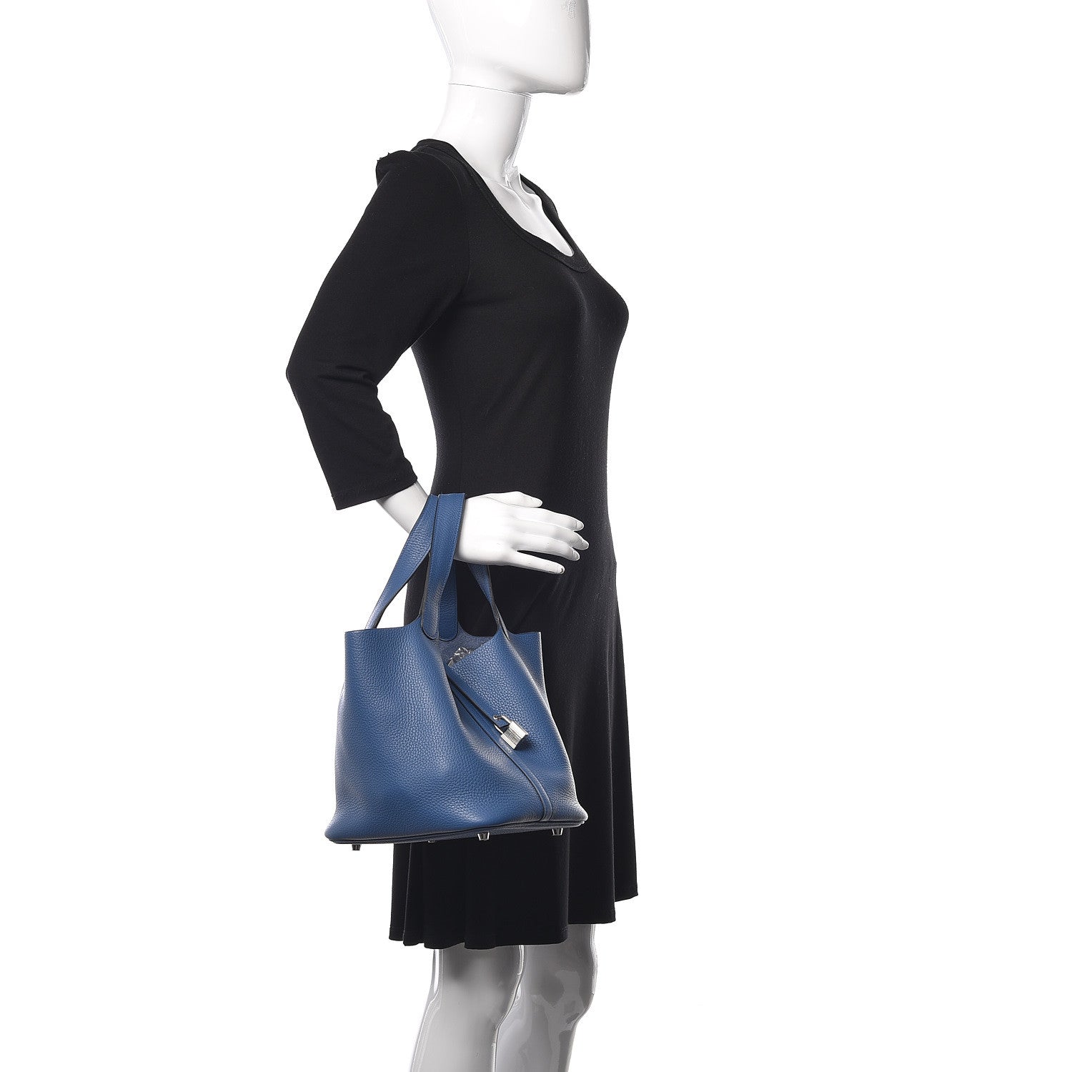 Hermes Taurillon Clemence Picotin Lock 22 MM Bleu Agate 2 of 9