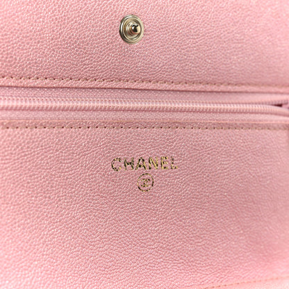 Chanel Iridescent Caviar Quilted Wallet on Chain WOC Rose Pink 6 of 12