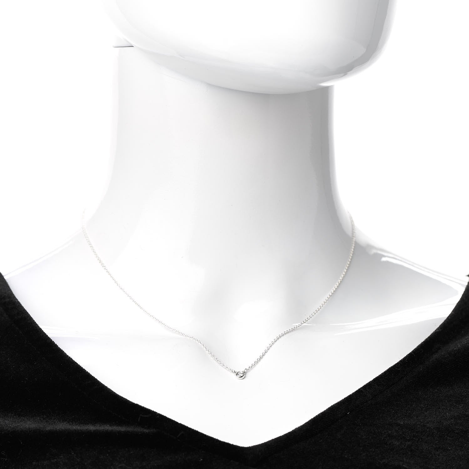 Tiffany Sterling Silver Diamond .03ct Elsa Peretti Diamonds by the Yard Pendant Necklace 2 of 8