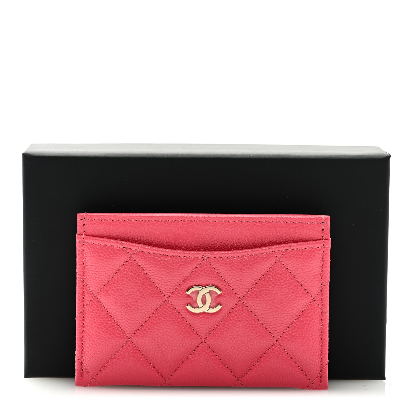 Caviar Quilted Card Holder Rose