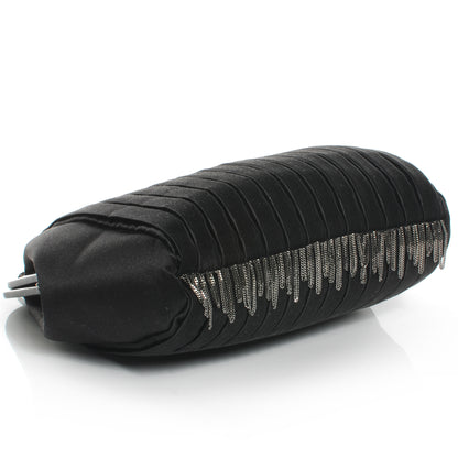 Chanel Satin Vertical Pleats Chain Fringe Evening Bag Black 4 of 7