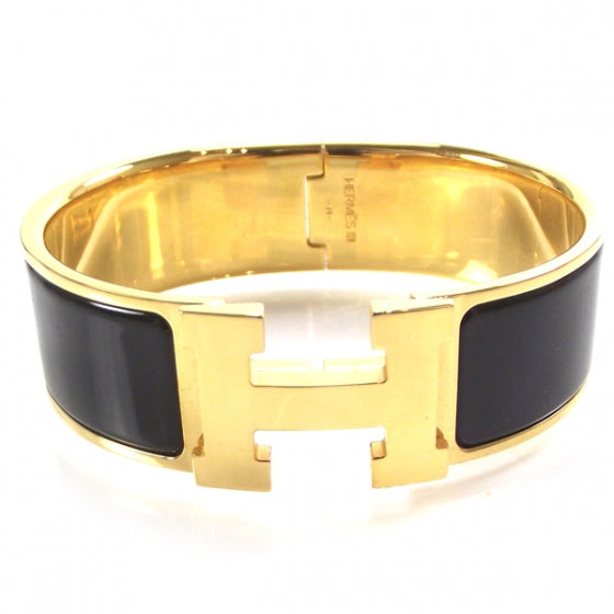 Hermes Enamel Clic Clac H Bracelet Wide Black 1 of 5