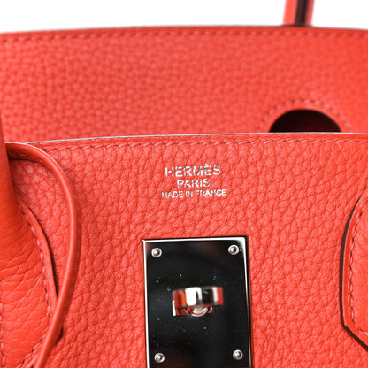 Hermes Taurillon Clemence Birkin 30 Rouge Pivoine 6 of 11