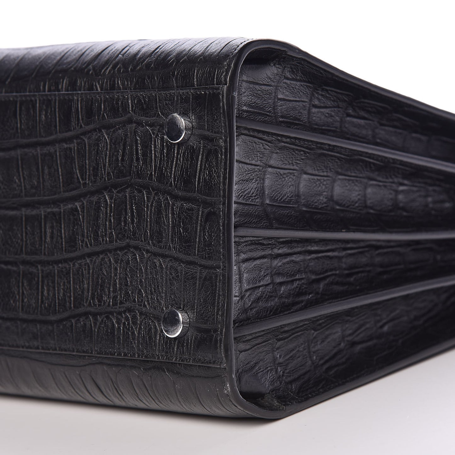Calfskin Crocodile Embossed Small Sac de Jour Black