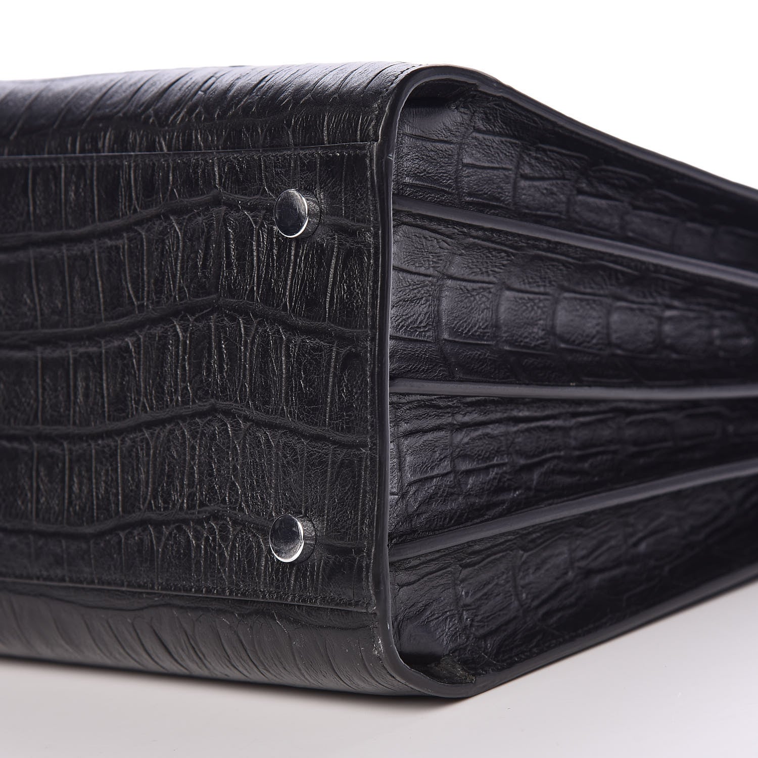 Saint Laurent Calfskin Crocodile Embossed Small Sac de Jour Black 11 of 12
