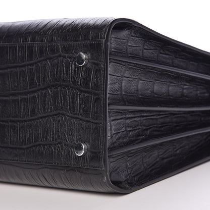 Saint Laurent Calfskin Crocodile Embossed Small Sac de Jour Black 11 of 12