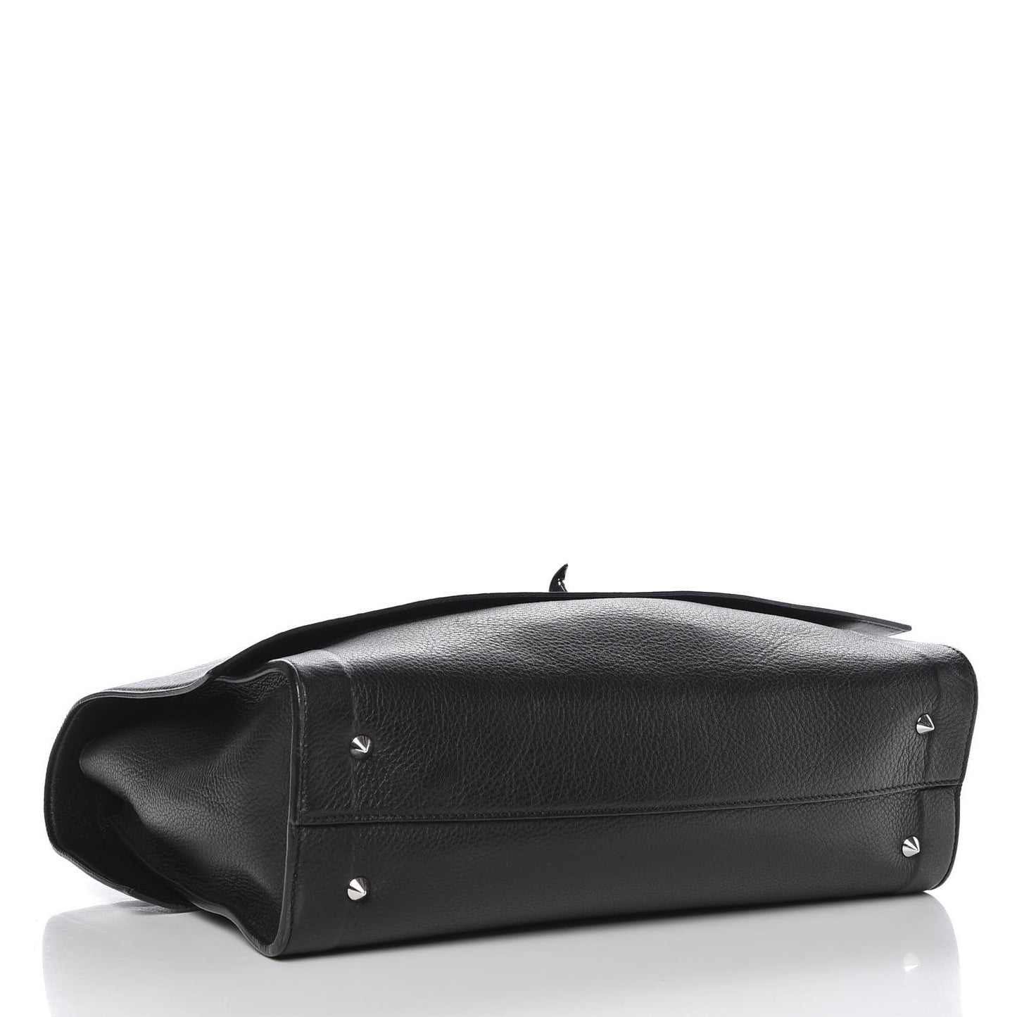 Grained Calfskin Medium Shark Lock Satchel Black