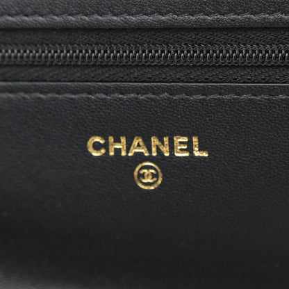 Chanel Lambskin Quilted Pearl CC Wallet on Chain WOC Black 6 of 12