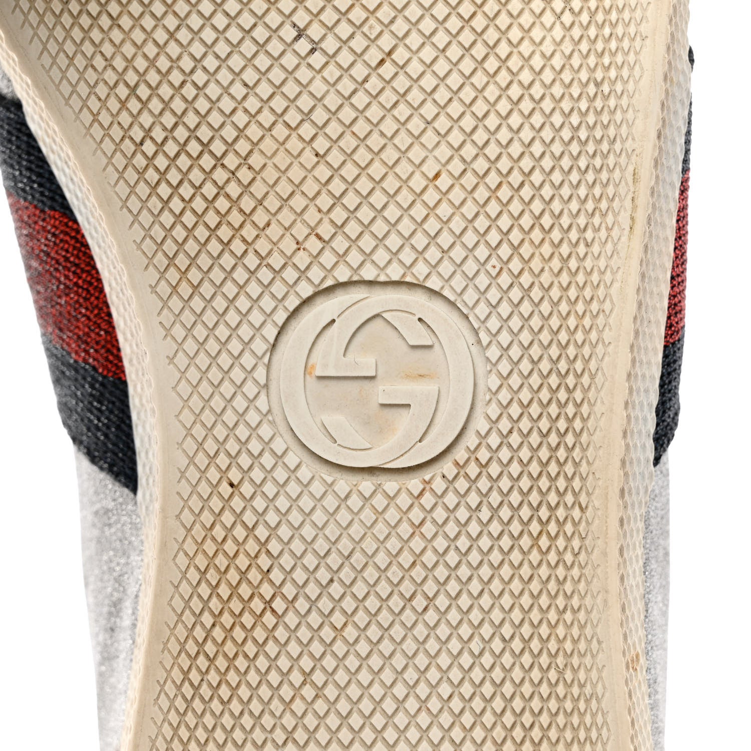 Gucci Glitter Fabric Studded Web Womens Sneakers 37.5 Silver 7 of 11