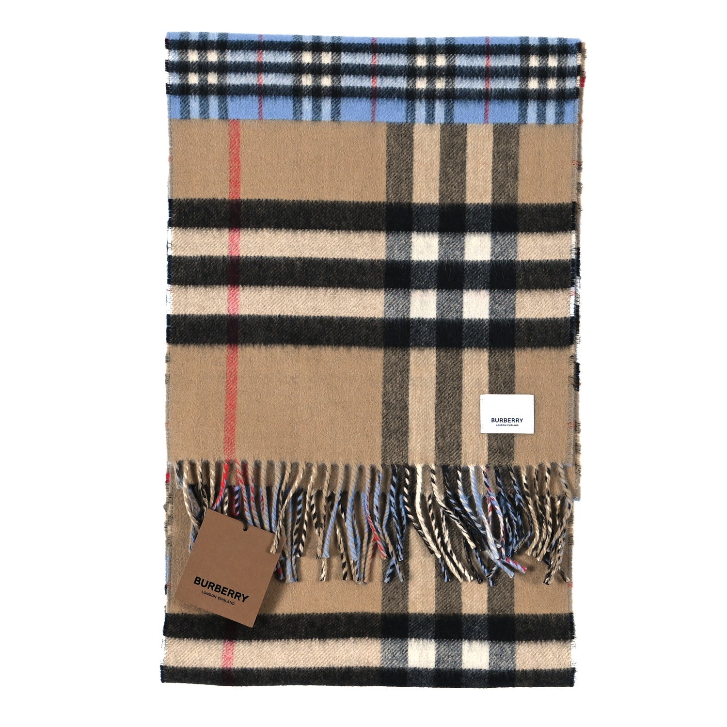 Burberry Cashmere Vintage Check Giant Check Scarf Opal Blue 2 of 3