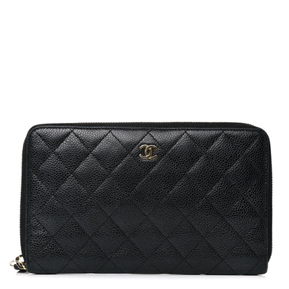 Chanel Caviar Quilted Large Zip Around Organizer Wallet Black 1 of 18