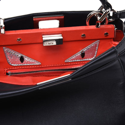 Fendi Nappa Karung Monster Eyes Mini Peekaboo Iconic Satchel Black Papavero 12 of 23