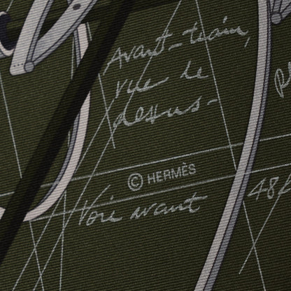 Hermes Silk Petit Duc Scarf 90 Noir Kaki Creme 3 of 4