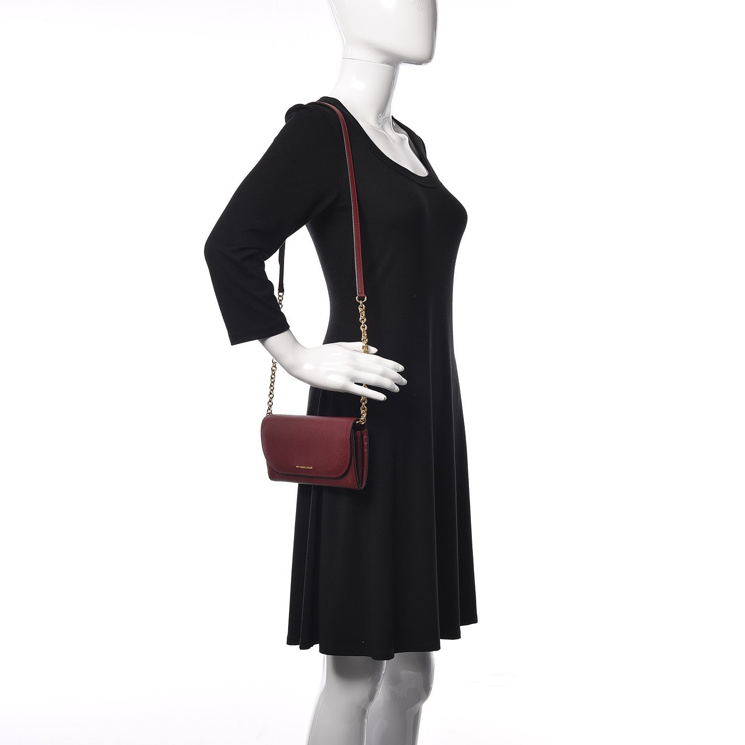 Burberry Grainy Calfskin Henley Wallet On Chain Burgundy 2 of 9