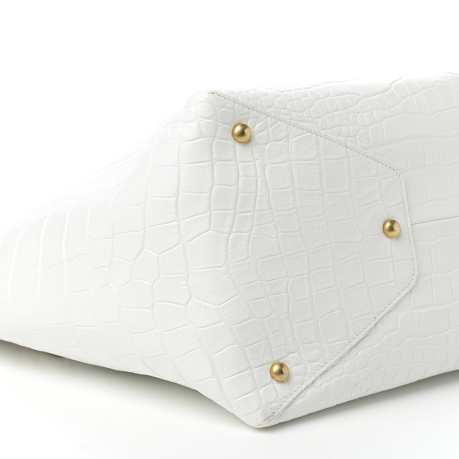 Chanel Calfskin Crocodile Embossed Large Cocodile Shopping Tote White 6 of 10