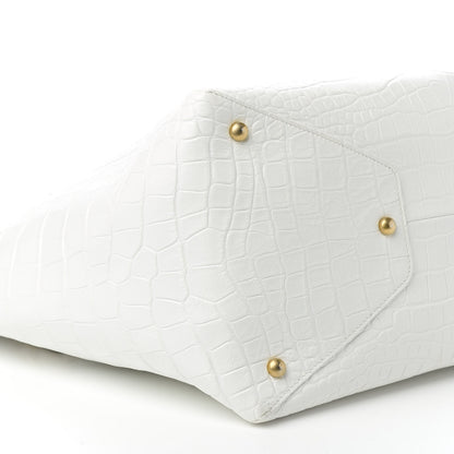 Chanel Calfskin Crocodile Embossed Large Cocodile Shopping Tote White 6 of 10