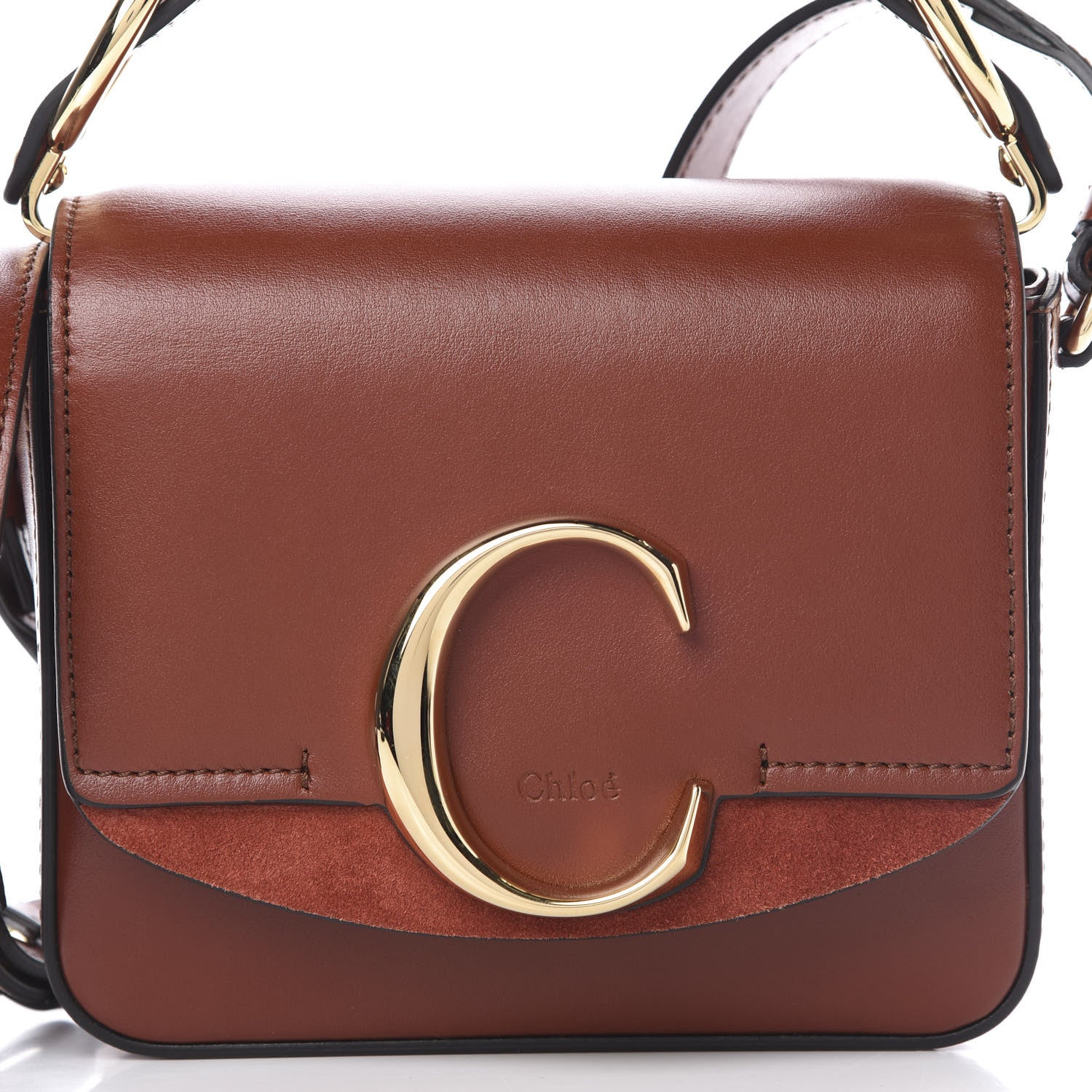 Chloe Shiny Calfskin Suede Mini C Bag Sepia Brown 8 of 10