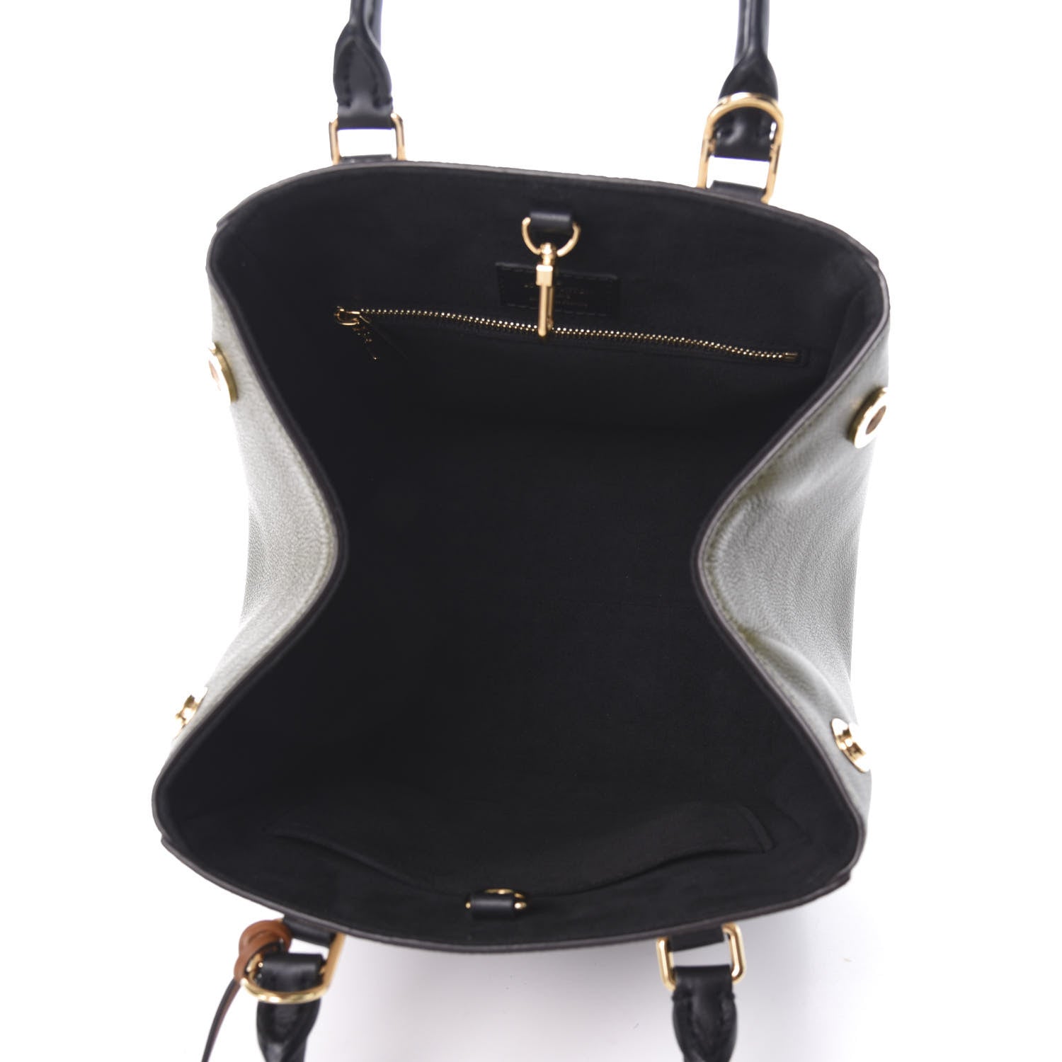 Louis Vuitton Calfskin Monogram Fold Tote MM Black Khaki Cream 8 of 17