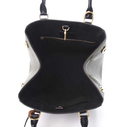 Louis Vuitton Calfskin Monogram Fold Tote MM Black Khaki Cream 8 of 17