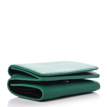 Balenciaga Smooth Calfskin Double Sided Logo Mini Everyday Wallet Green Black 4 of 10