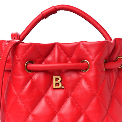 Balenciaga Nappa Calfskin Quilted Touch B Bucket Bag Bright Red 8 of 10