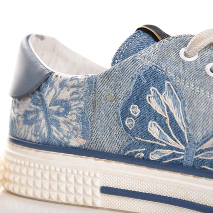 Valentino Garavani Denim Butterfly Embroidered Sneakers 41 Light Denim 14 of 17