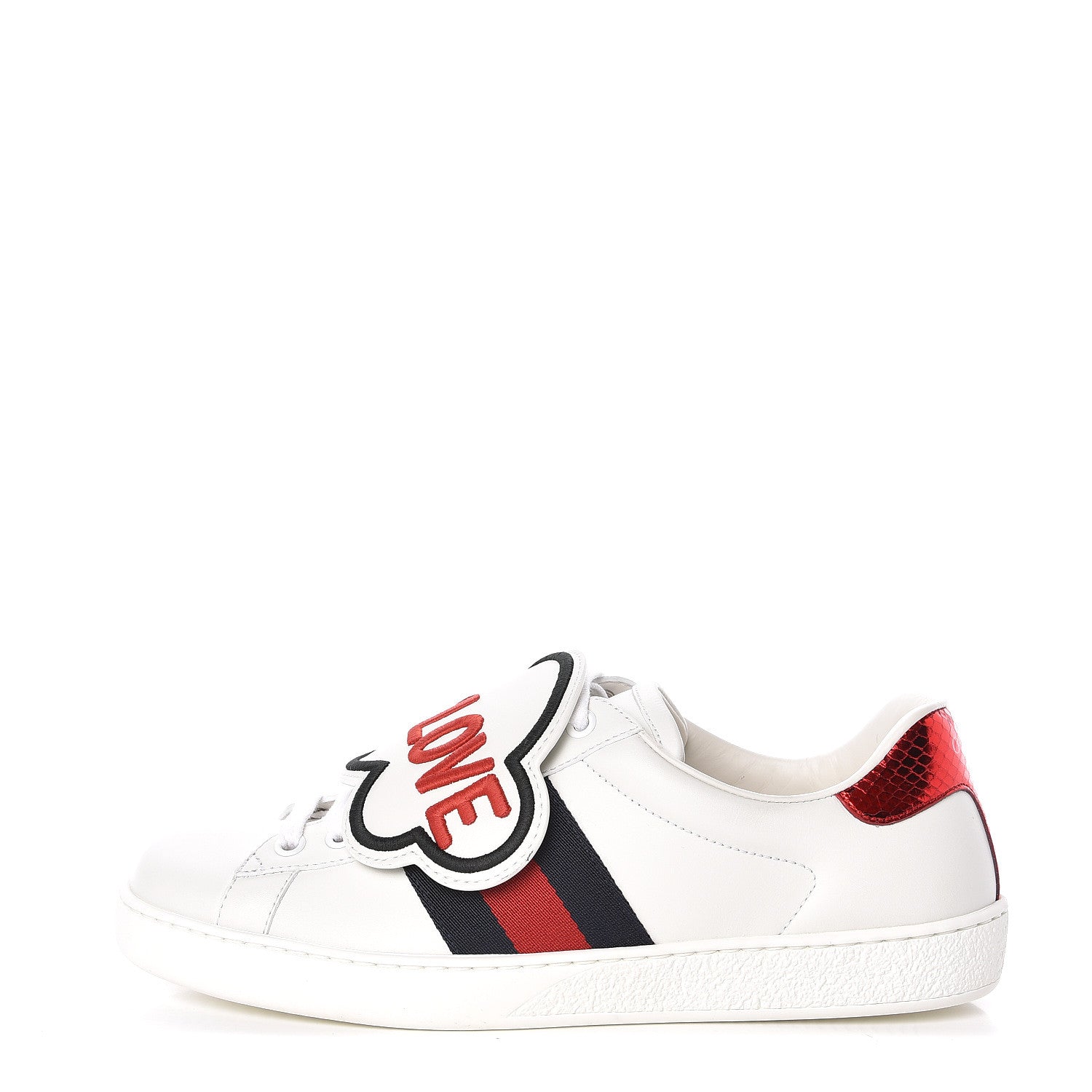 Gucci Calfskin Ayers Web Blind for Love Embroidered Mens Ace Sneakers 5.5 White 1 of 9
