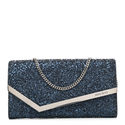 Jimmy Choo Glitter Emmie Clutch Navy 1 of 6
