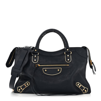 Balenciaga Chevre Gold Metallic Edge Hardware City Bleu Nuit Dark Sea 1 of 11
