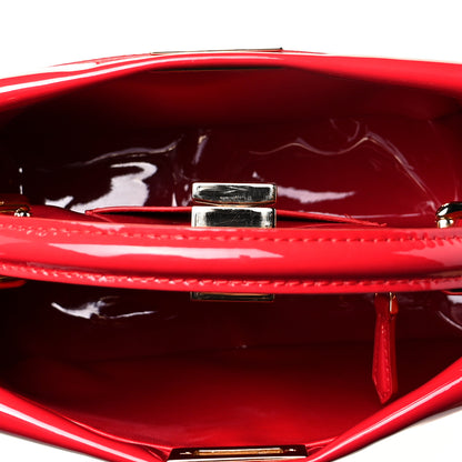 Fendi Vitello Vernice Mou Mini Peekaboo Iconic Satchel Rosso Cardinale 4 of 8