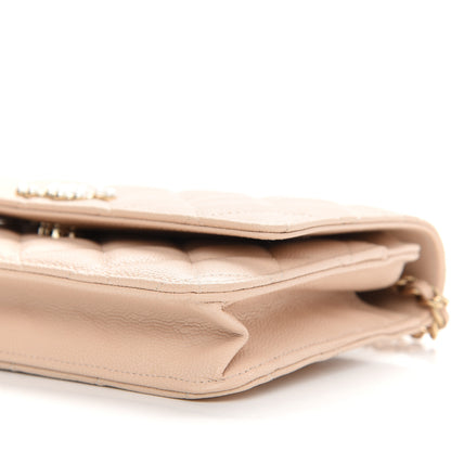 Chanel Caviar Quilted Coco Candy Wallet On Chain WOC Beige 10 of 10