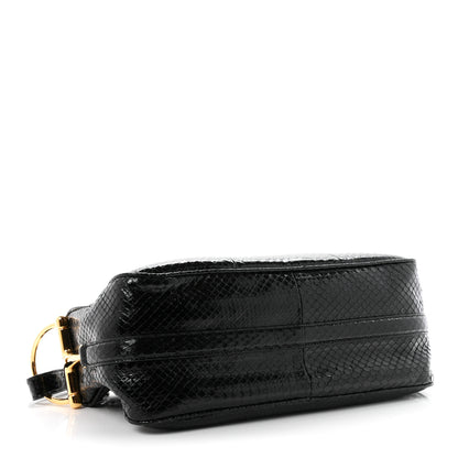 Gucci Snakeskin Half Horsebit Medium Shoulder Bag Black 4 of 11
