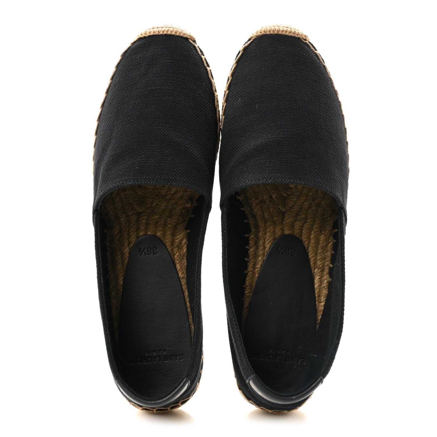 Saint Laurent Canvas Nappa Elba Light Logo Embroidered Espadrilles 38.5 Black 2 of 10