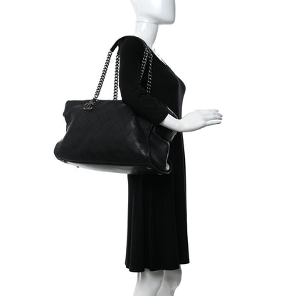 Chanel Calfskin Stitched Large Bowling Bag Black 2 of 14