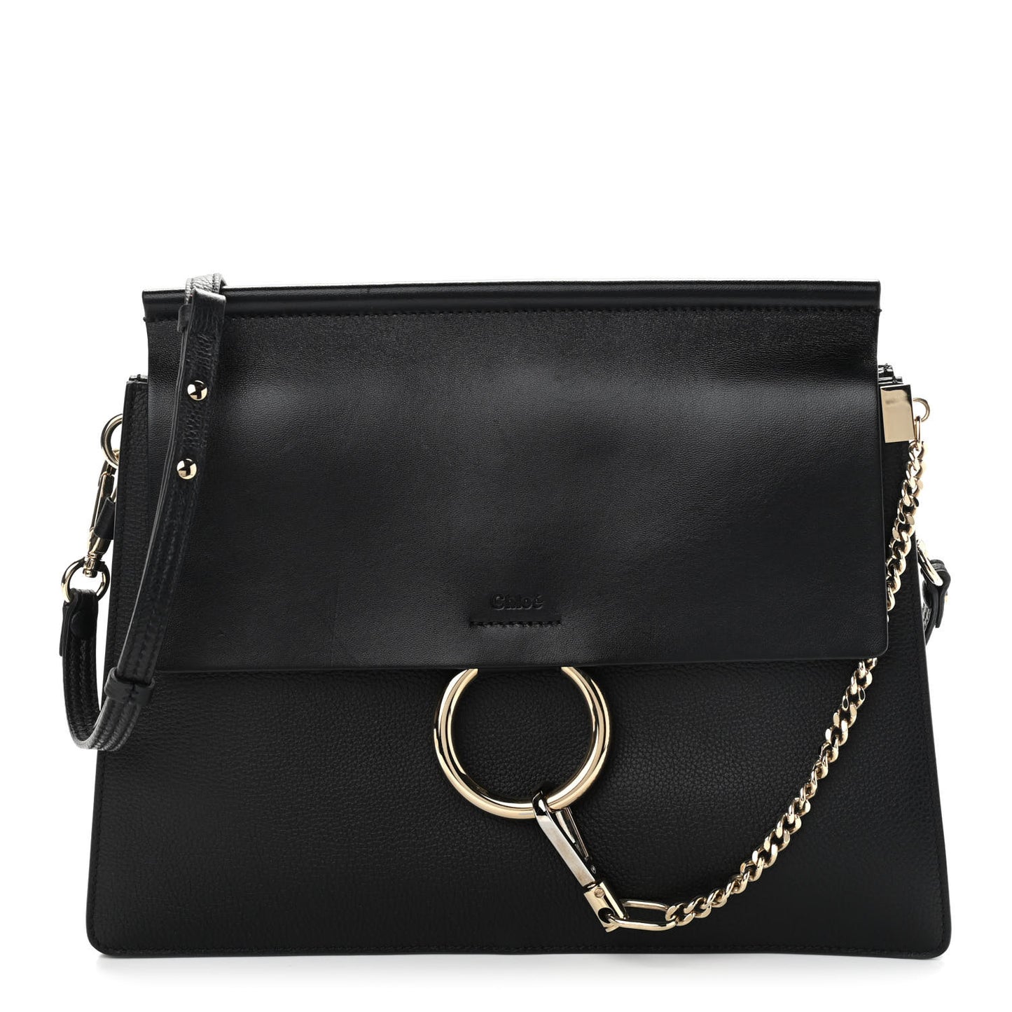 Suede Calfskin Medium Faye Shoulder Bag Black