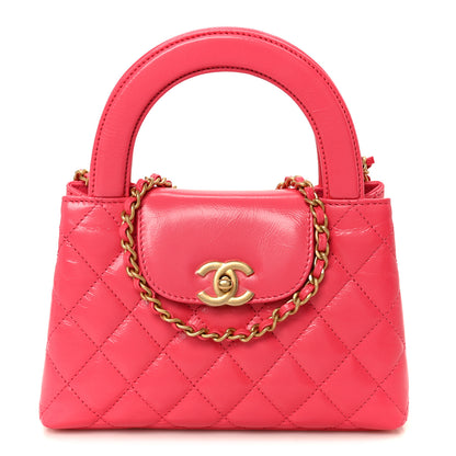 Chanel Shiny Aged Calfskin Quilted Nano Kelly Shopper Fuchsia 1 of 11