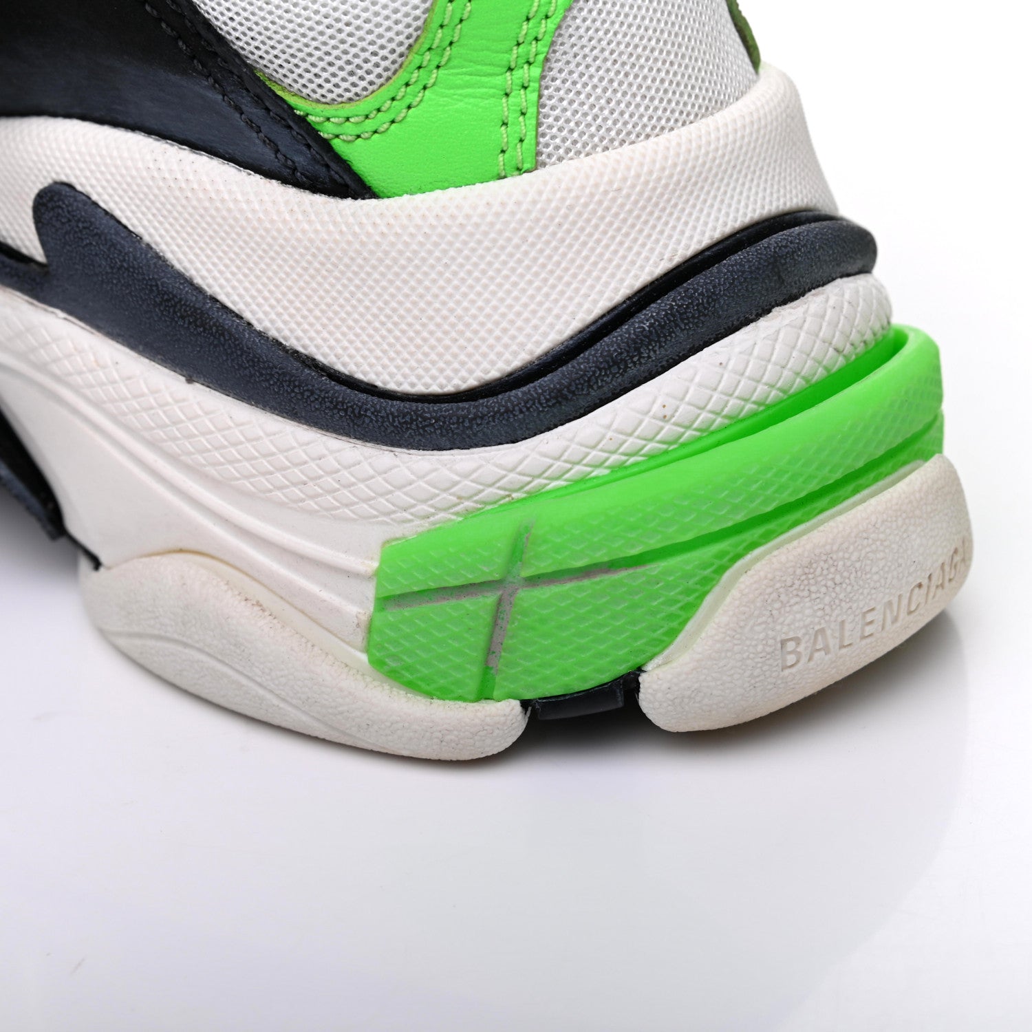 Balenciaga Fabric Mesh Womens Triple S Sneakers 37 White Green Fluo Black 9 of 13