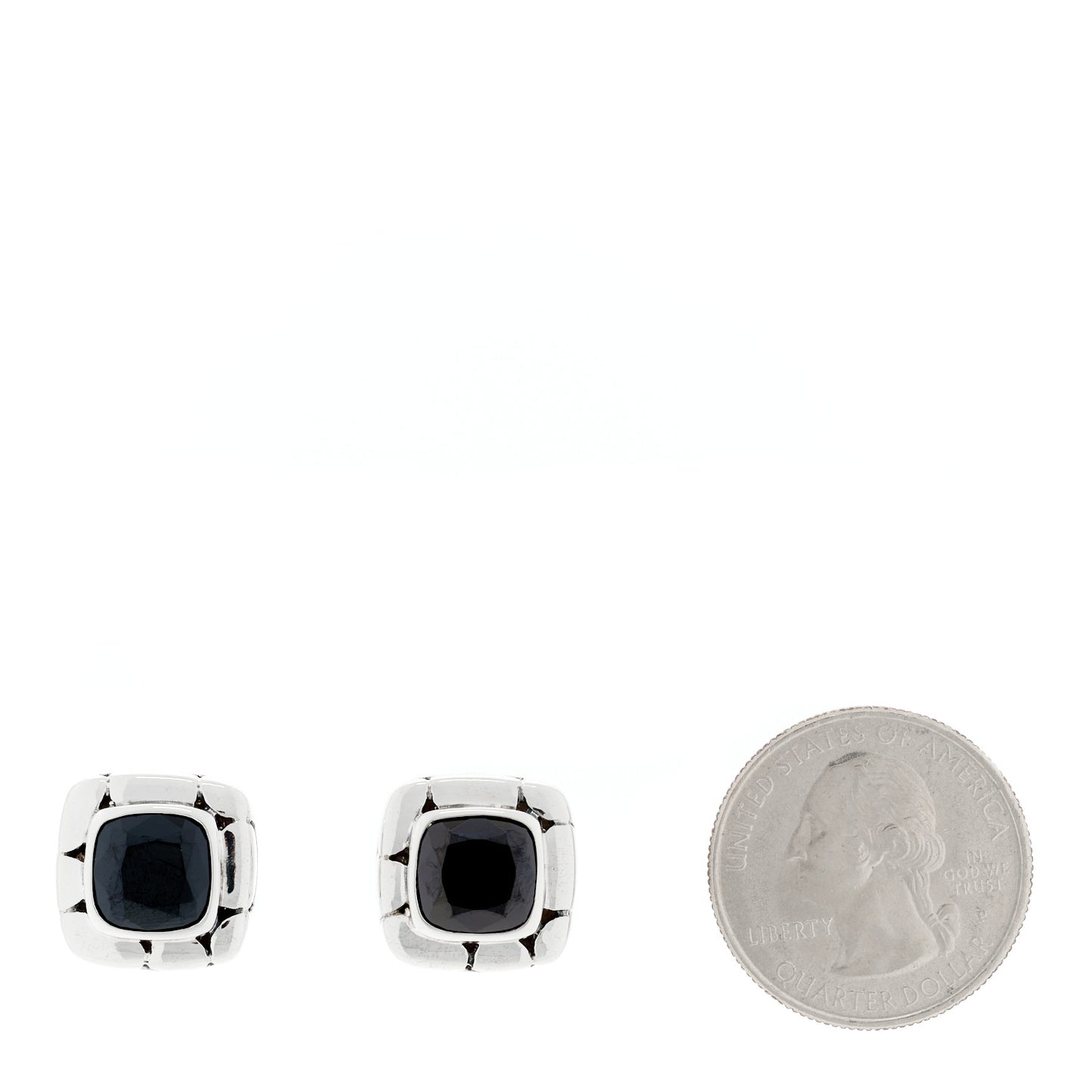 Sterling Silver Hematine Batu Kali Square Earrings