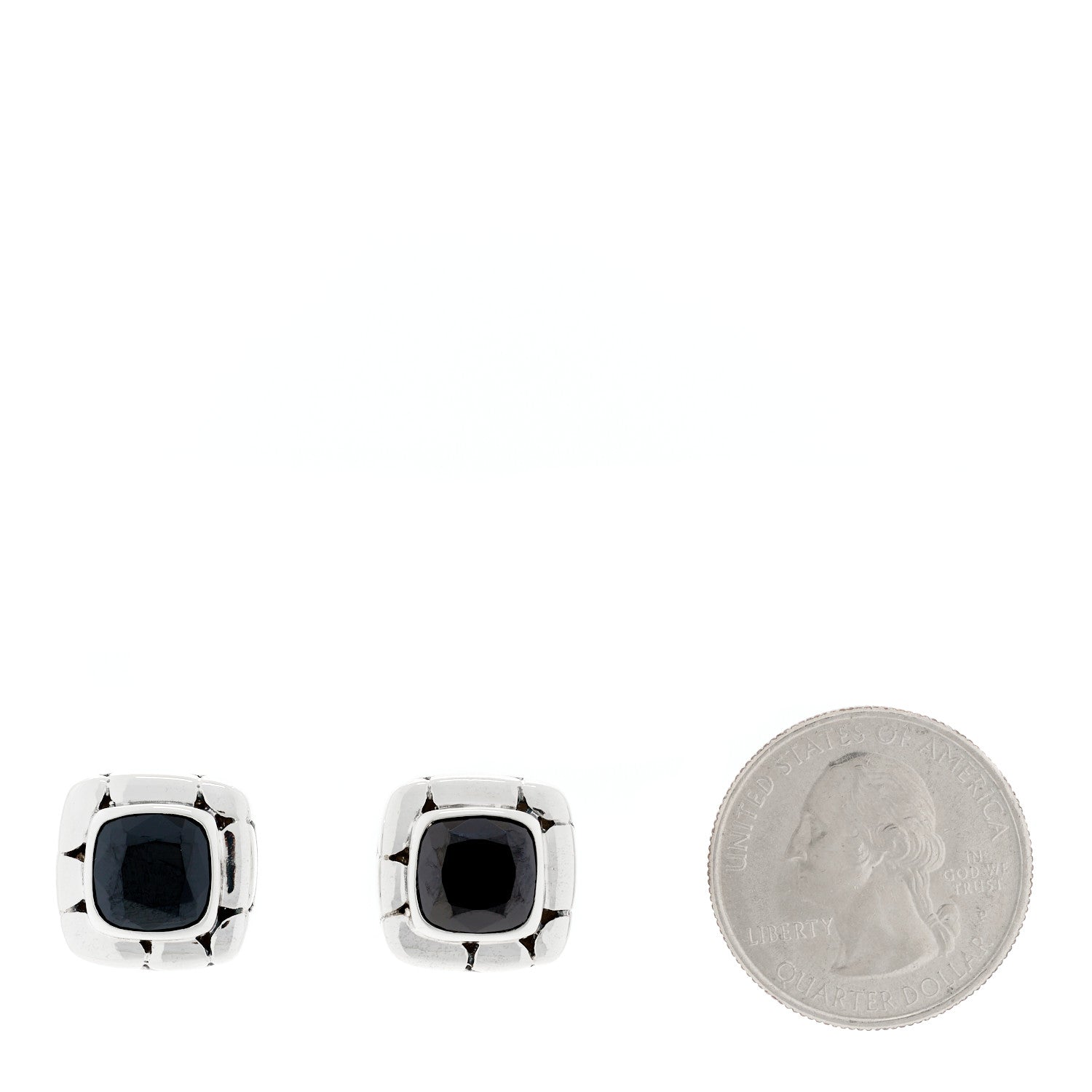 John Hardy Sterling Silver Hematine Batu Kali Square Earrings 2 of 6